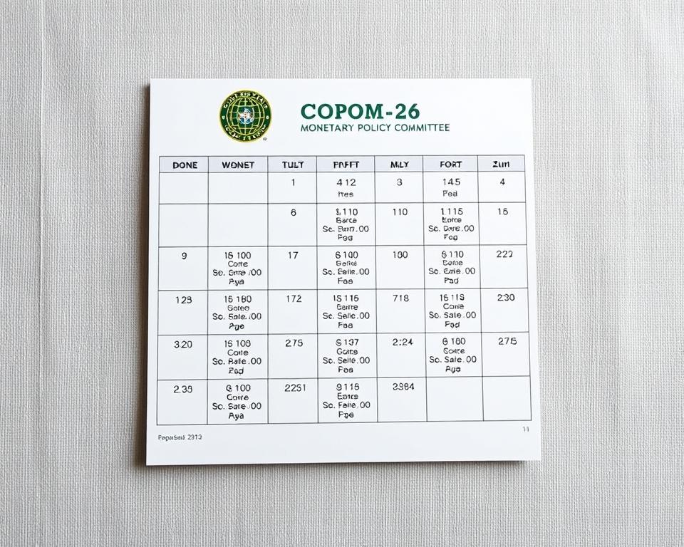 Copom calendário do Copom