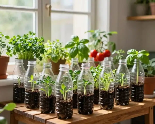 Como fazer horta em apartamento usando garrafa PET